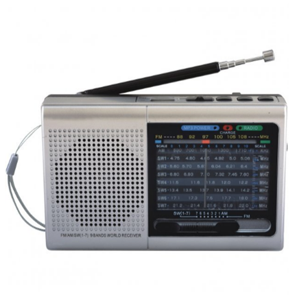 New 9-Band Rechargeable Bluetooth® Radio With USB/SD™ Card Input (Silver)